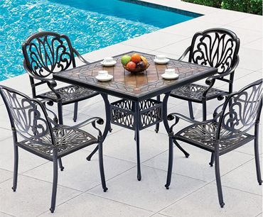 outdoor cast aluminum marble table and chairs 