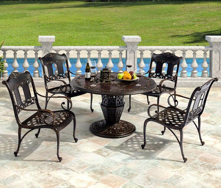 outdoor Mediterranean cast aluminum  table and chairs 