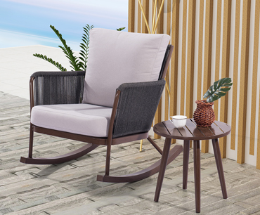 outdoor garden Monte Carlo rope weaven rocking chair and table