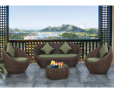 outdoor garden Hilton France 4pcs round rattan sofa set